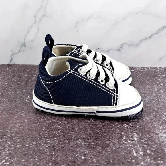 Little Me Infant Soft Bottom Shoes - Navy Blue/White sz 3-6 month - Picture 4 of 6